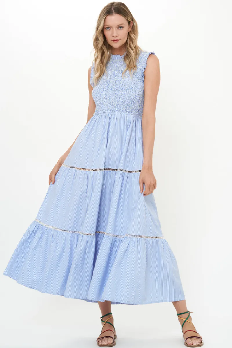 Oliphant Sleeveless Smocked Maxi- Chatham Blue