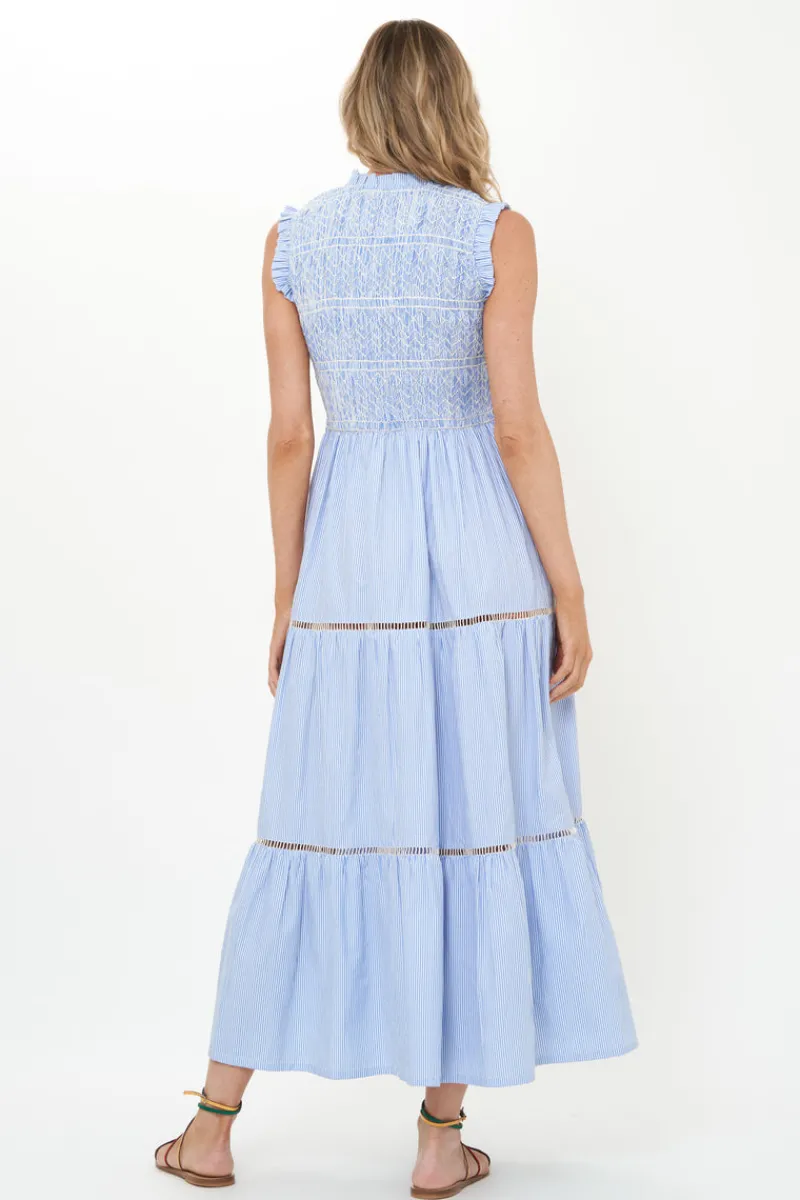 Oliphant Sleeveless Smocked Maxi- Chatham Blue