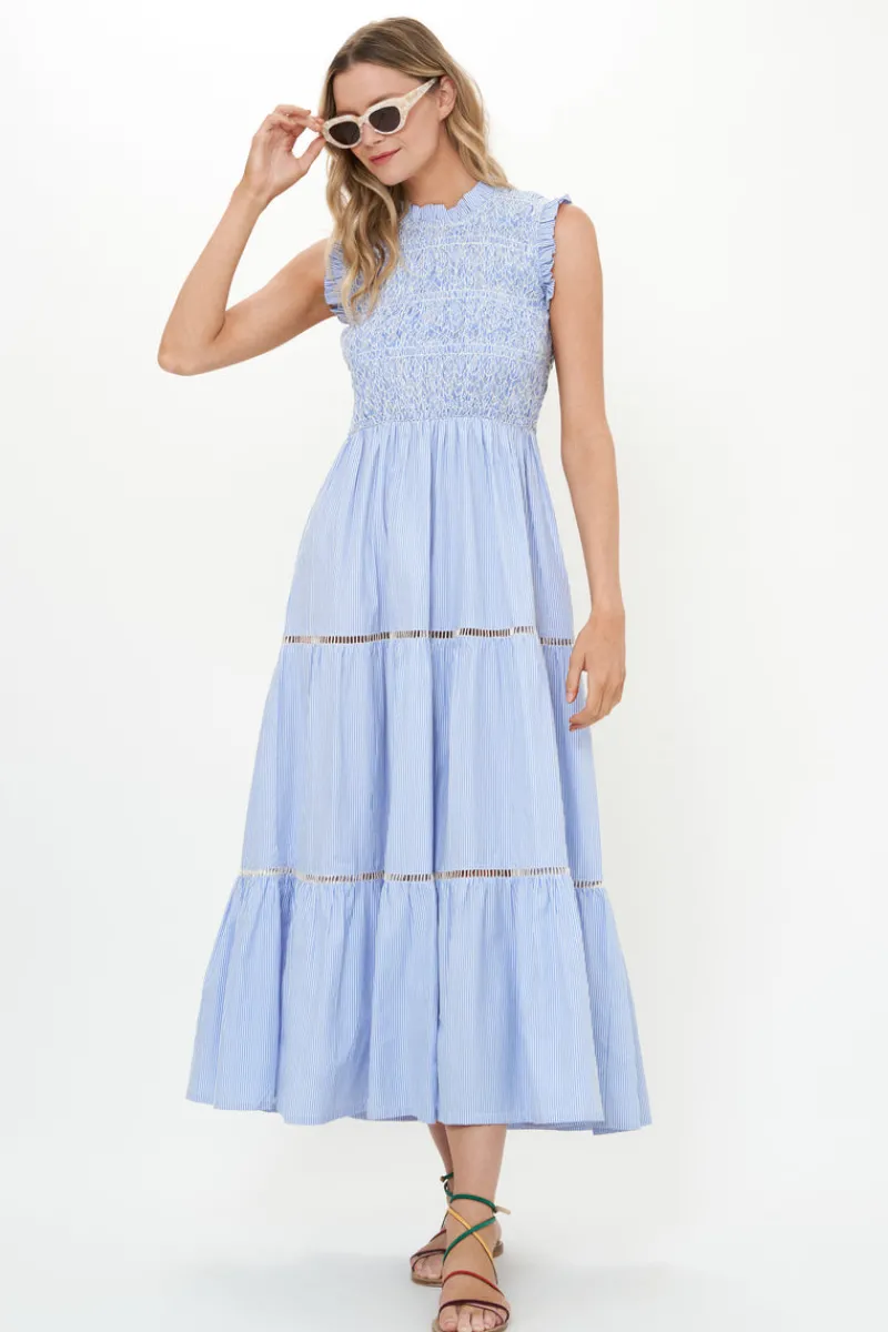 Oliphant Sleeveless Smocked Maxi- Chatham Blue