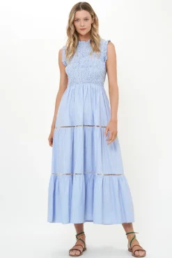 Oliphant Sleeveless Smocked Maxi- Chatham Blue