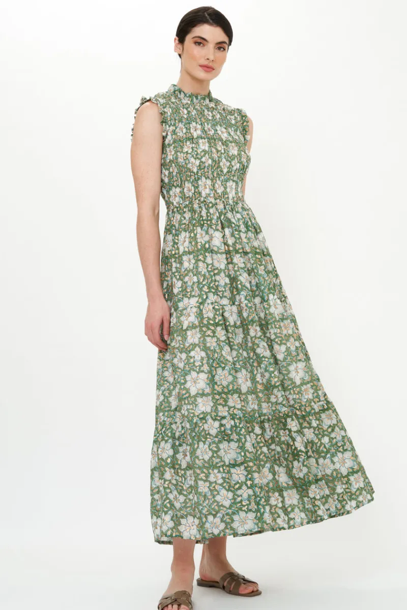 Oliphant Sleeveless Smocked Maxi- Ivy Olive