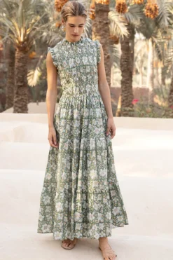 Oliphant Sleeveless Smocked Maxi- Ivy Olive