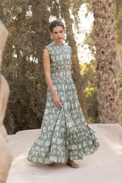 Oliphant Sleeveless Smocked Maxi- Ivy Olive