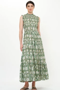 Oliphant Sleeveless Smocked Maxi- Ivy Olive