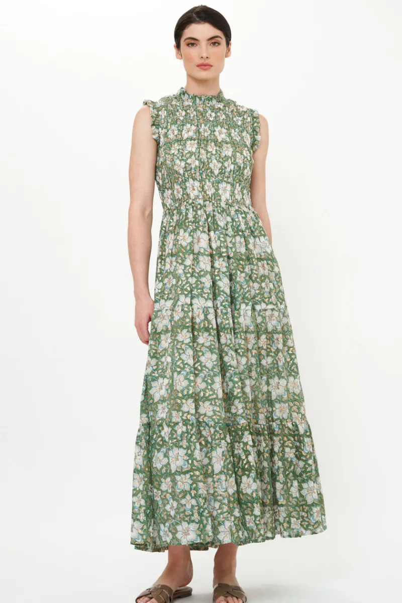 Oliphant Sleeveless Smocked Maxi- Ivy Olive