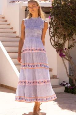 Oliphant Sleeveless Smocked Maxi- Jungi Peach