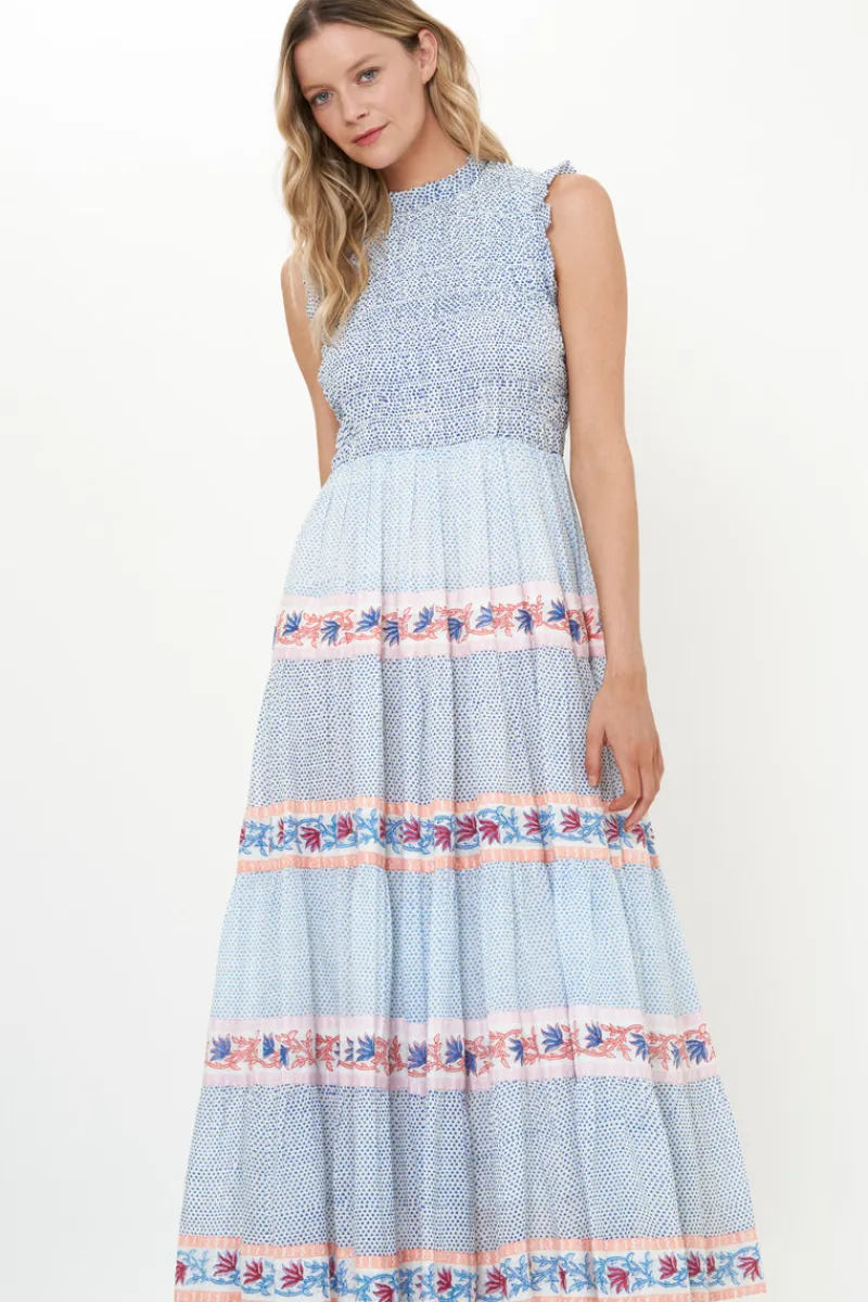 Oliphant Sleeveless Smocked Maxi- Jungi Peach