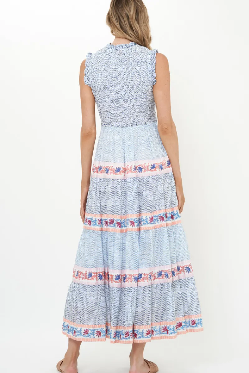 Oliphant Sleeveless Smocked Maxi- Jungi Peach