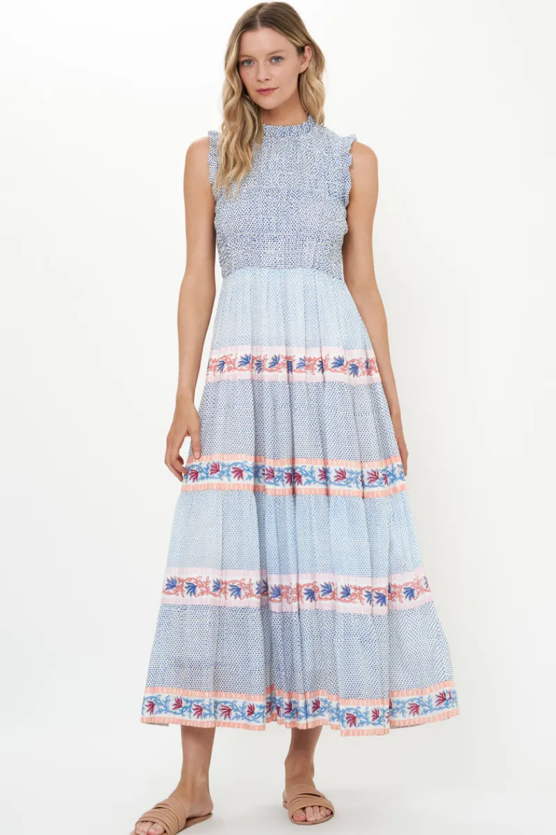 Oliphant Sleeveless Smocked Maxi- Jungi Peach