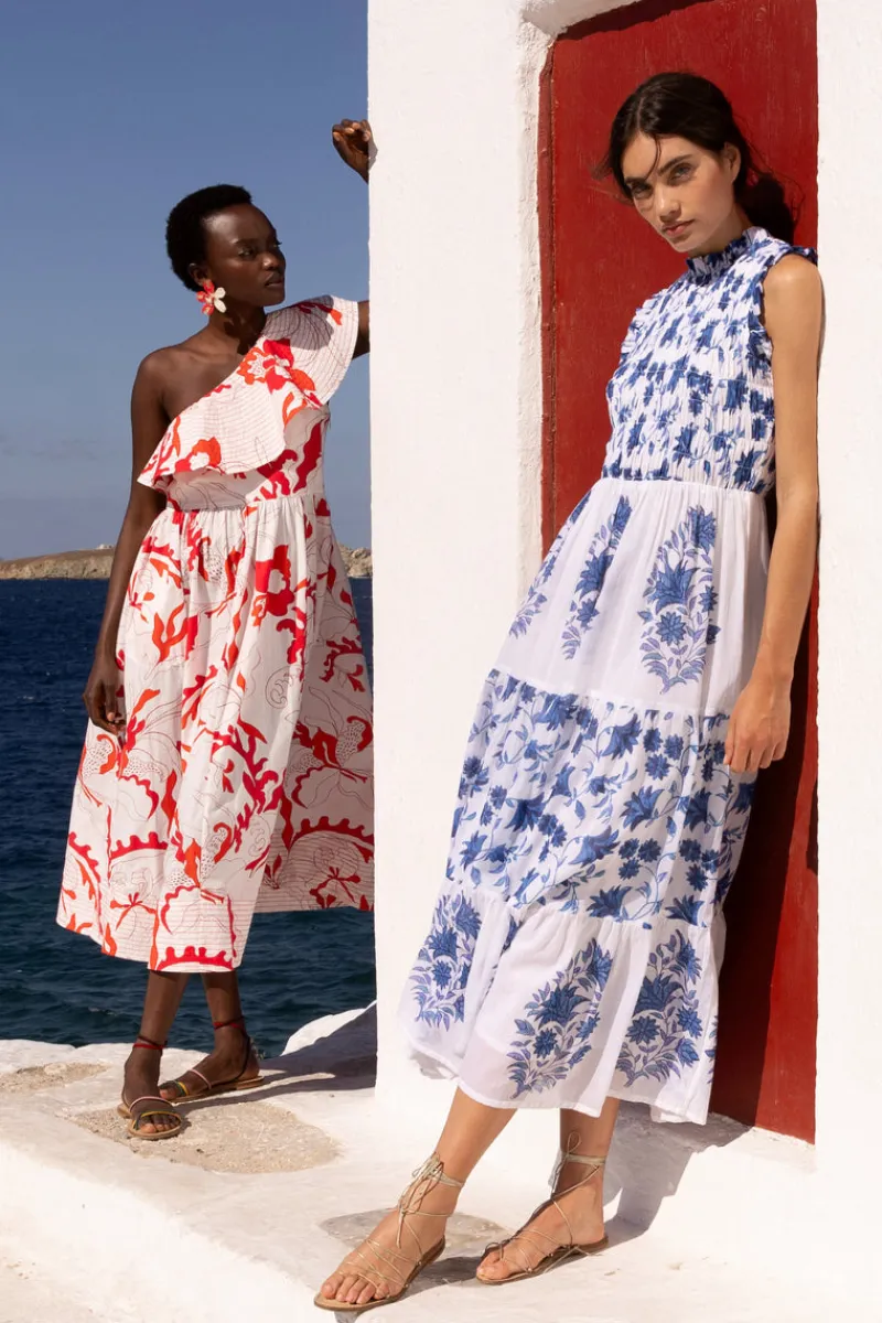 Oliphant Sleeveless Smocked Maxi- Marion Blue