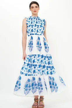 Oliphant Sleeveless Smocked Maxi- Marion Blue