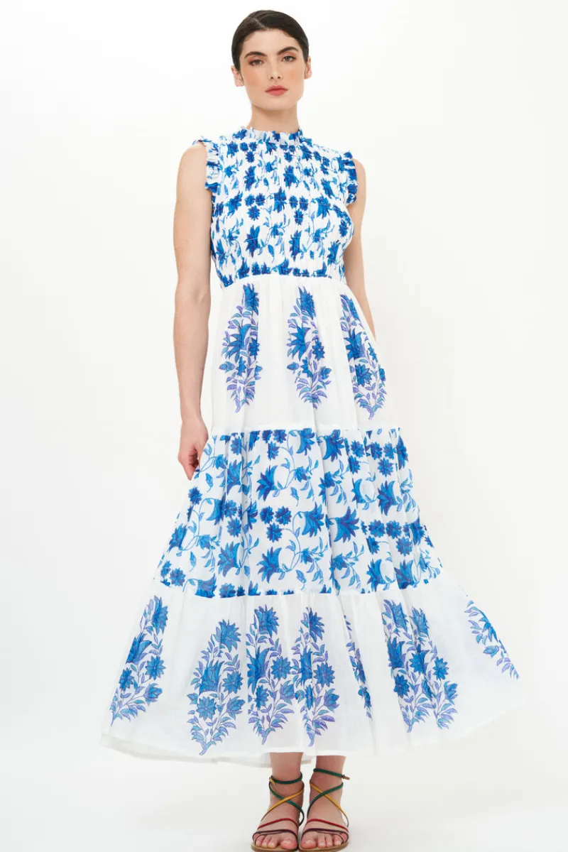 Oliphant Sleeveless Smocked Maxi- Marion Blue