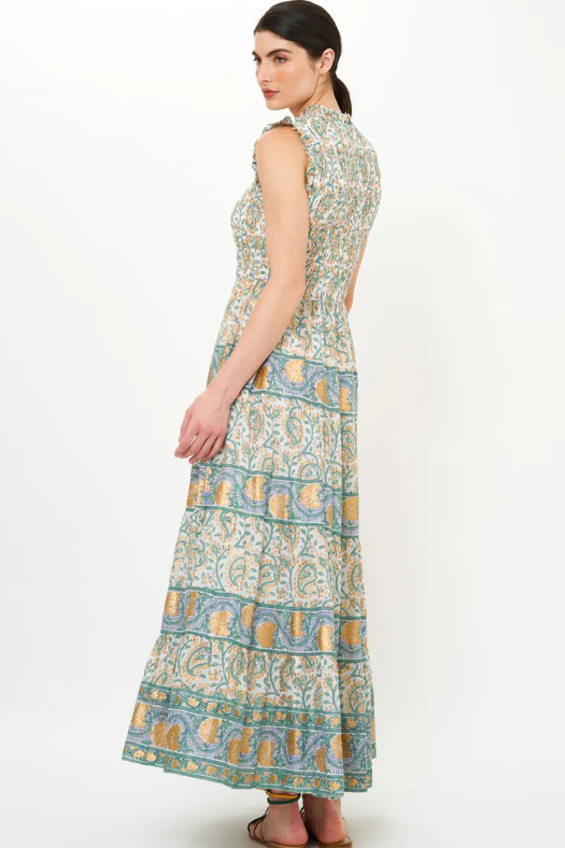 Oliphant Sleeveless Smocked Maxi- Marseille Green