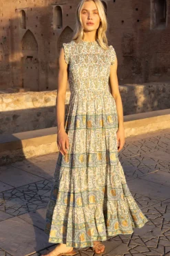 Oliphant Sleeveless Smocked Maxi- Marseille Green