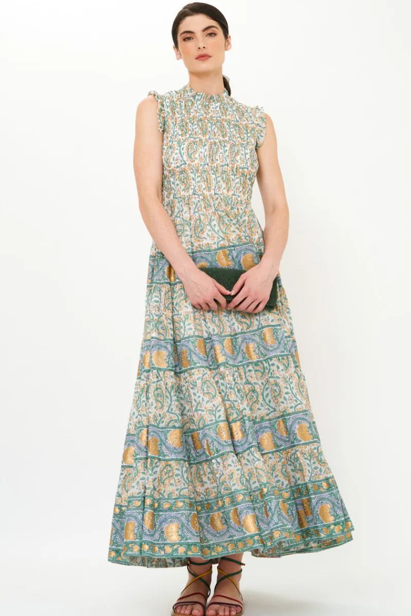 Oliphant Sleeveless Smocked Maxi- Marseille Green