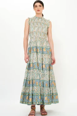 Oliphant Sleeveless Smocked Maxi- Marseille Green