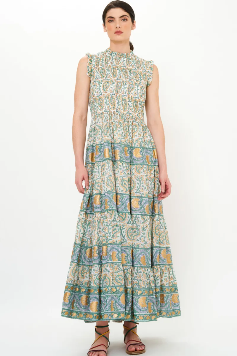 Oliphant Sleeveless Smocked Maxi- Marseille Green