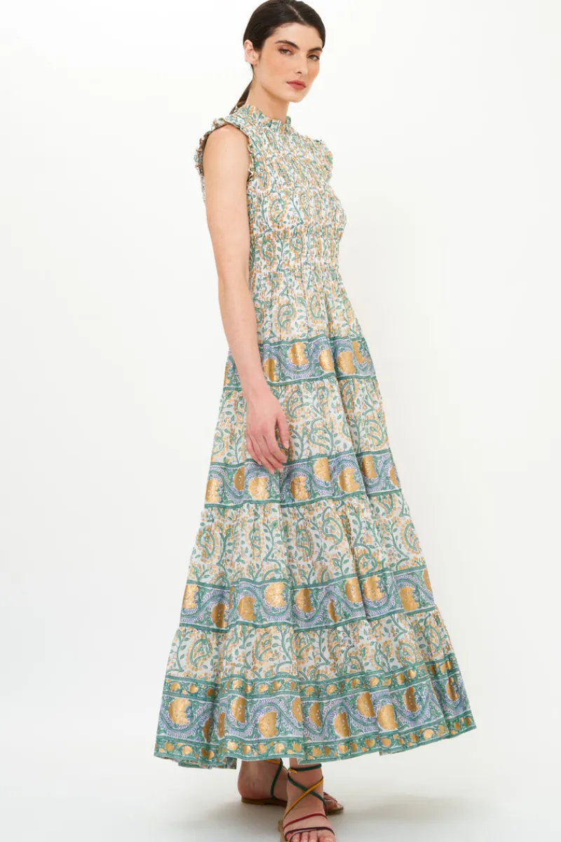 Oliphant Sleeveless Smocked Maxi- Marseille Green