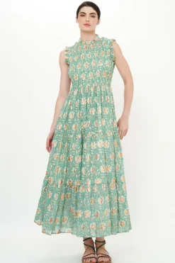 Oliphant Sleeveless Smocked Maxi- Mughal Green