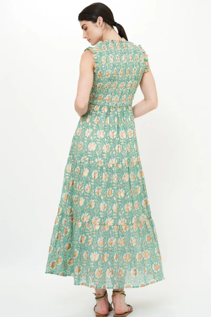Oliphant Sleeveless Smocked Maxi- Mughal Green