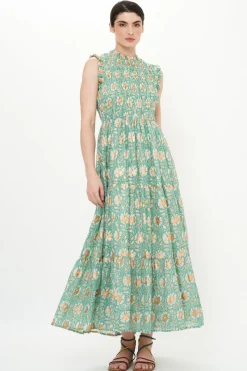 Oliphant Sleeveless Smocked Maxi- Mughal Green