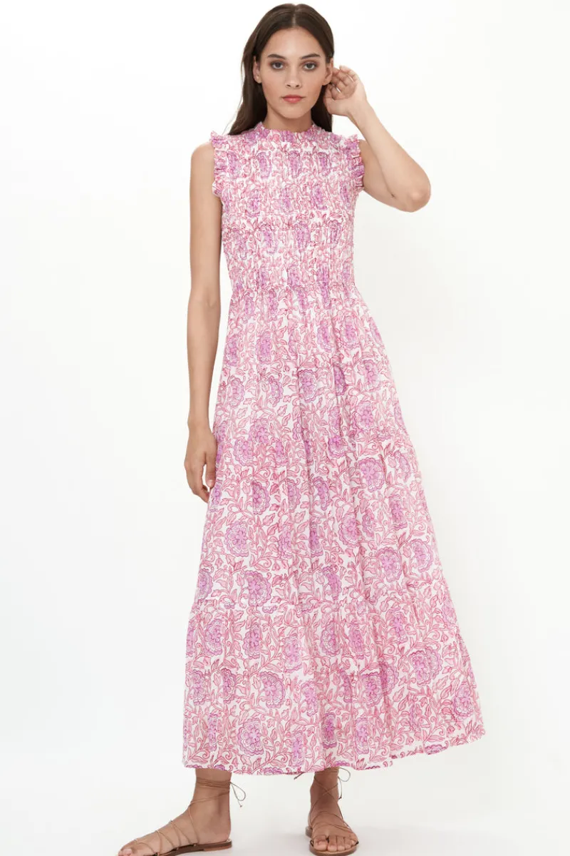 Oliphant Sleeveless Smocked Maxi- Malta Pink