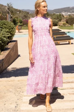 Oliphant Sleeveless Smocked Maxi- Malta Pink