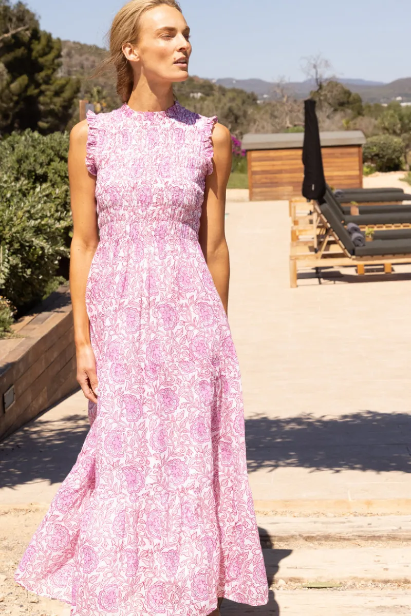 Oliphant Sleeveless Smocked Maxi- Malta Pink