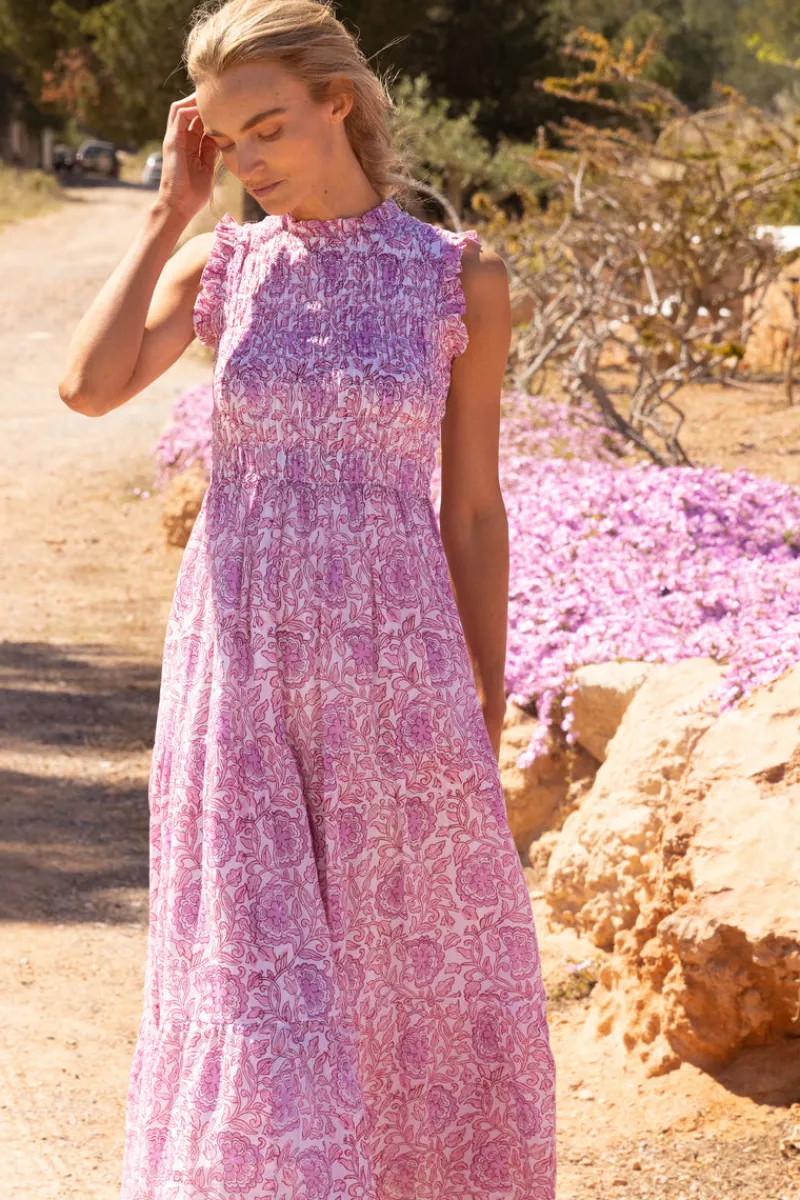 Oliphant Sleeveless Smocked Maxi- Malta Pink