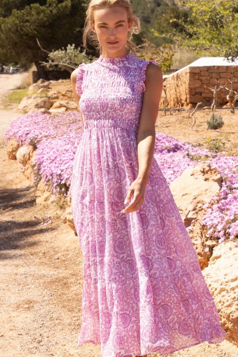 Oliphant Sleeveless Smocked Maxi- Malta Pink