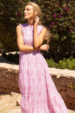 Oliphant Sleeveless Smocked Maxi- Malta Pink