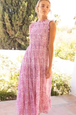 Oliphant Sleeveless Smocked Maxi- Malta Pink