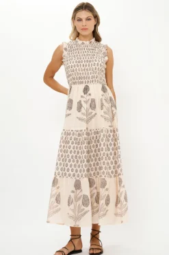 Oliphant Sleeveless Smocked Maxi- Samba Black