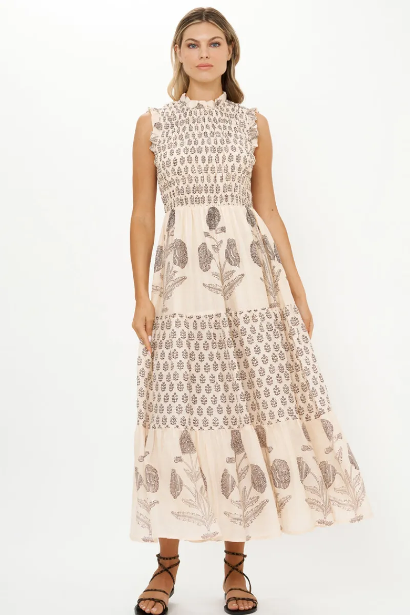 Oliphant Sleeveless Smocked Maxi- Samba Black
