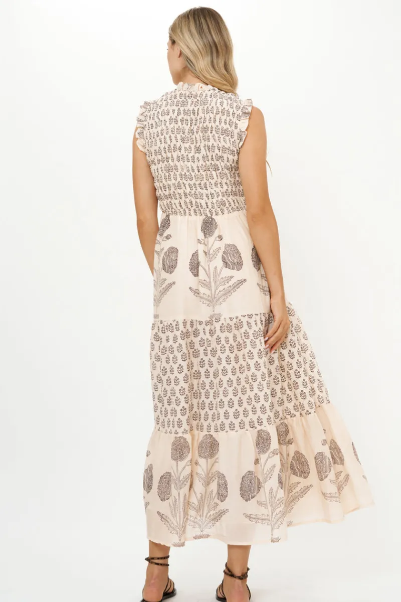 Oliphant Sleeveless Smocked Maxi- Samba Black