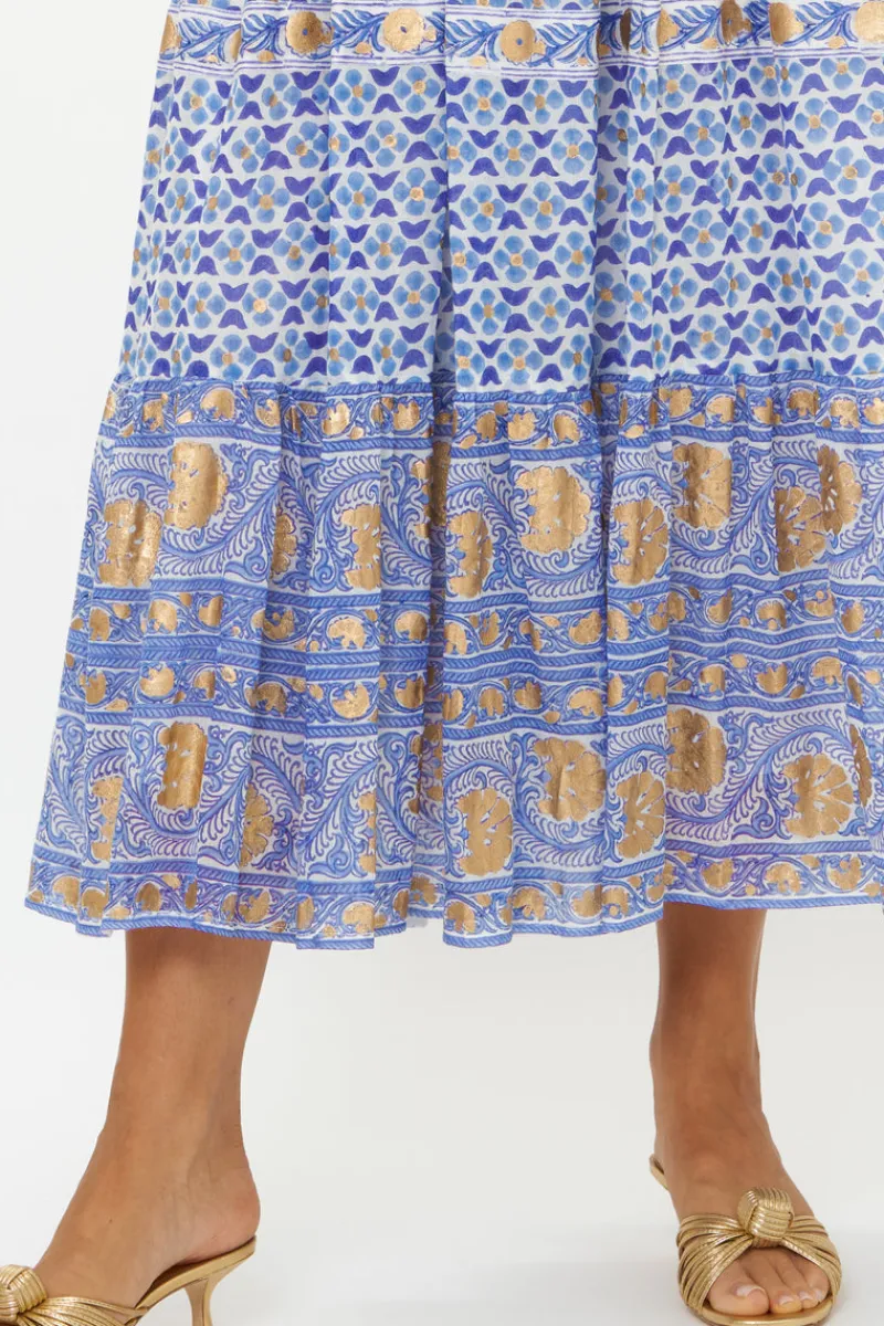Oliphant Sleeveless Smocked Maxi- Veranda Blue