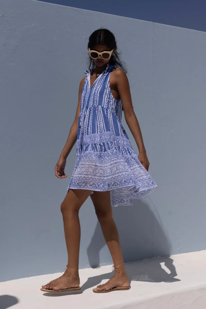 Oliphant Sleeveless Tiered Short- Ziggy Blue