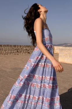Oliphant Smocked Back Maxi- Borrego Navy