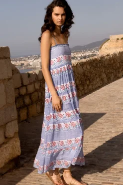 Oliphant Smocked Back Maxi- Borrego Navy