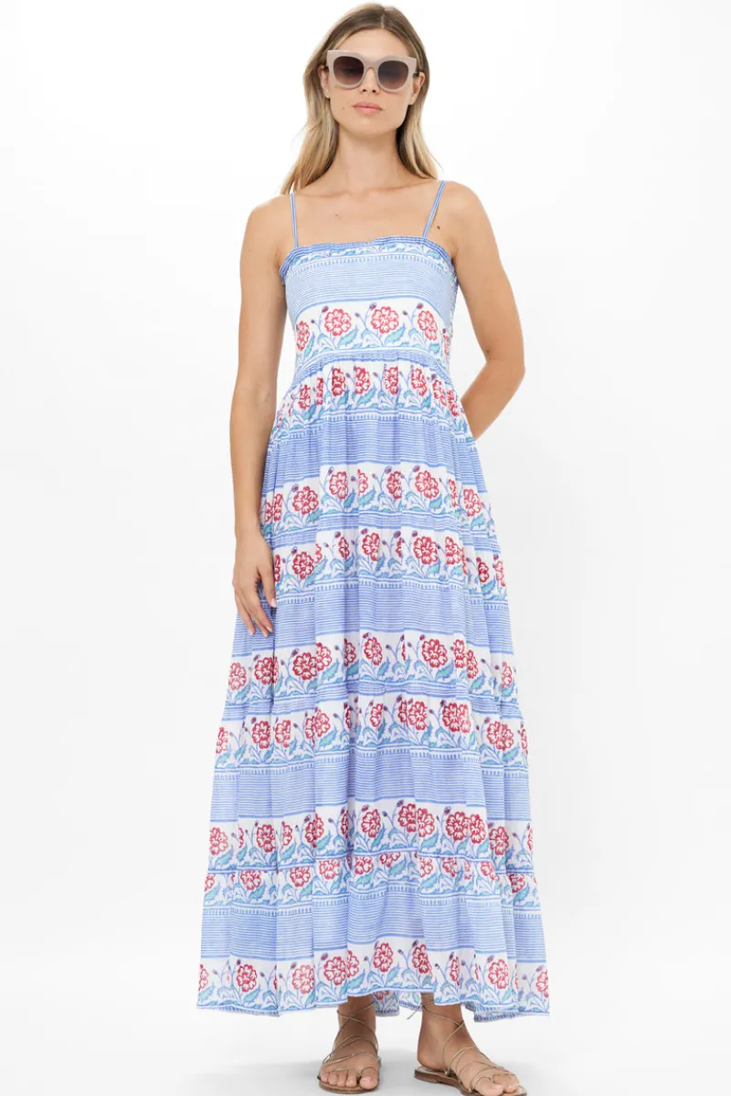 Oliphant Smocked Back Maxi- Borrego Navy