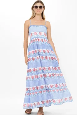 Oliphant Smocked Back Maxi- Borrego Navy