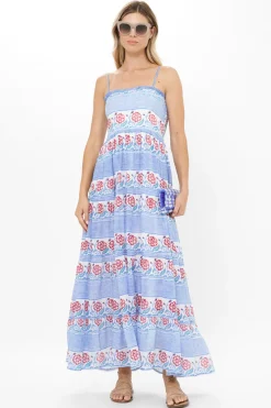 Oliphant Smocked Back Maxi- Borrego Navy