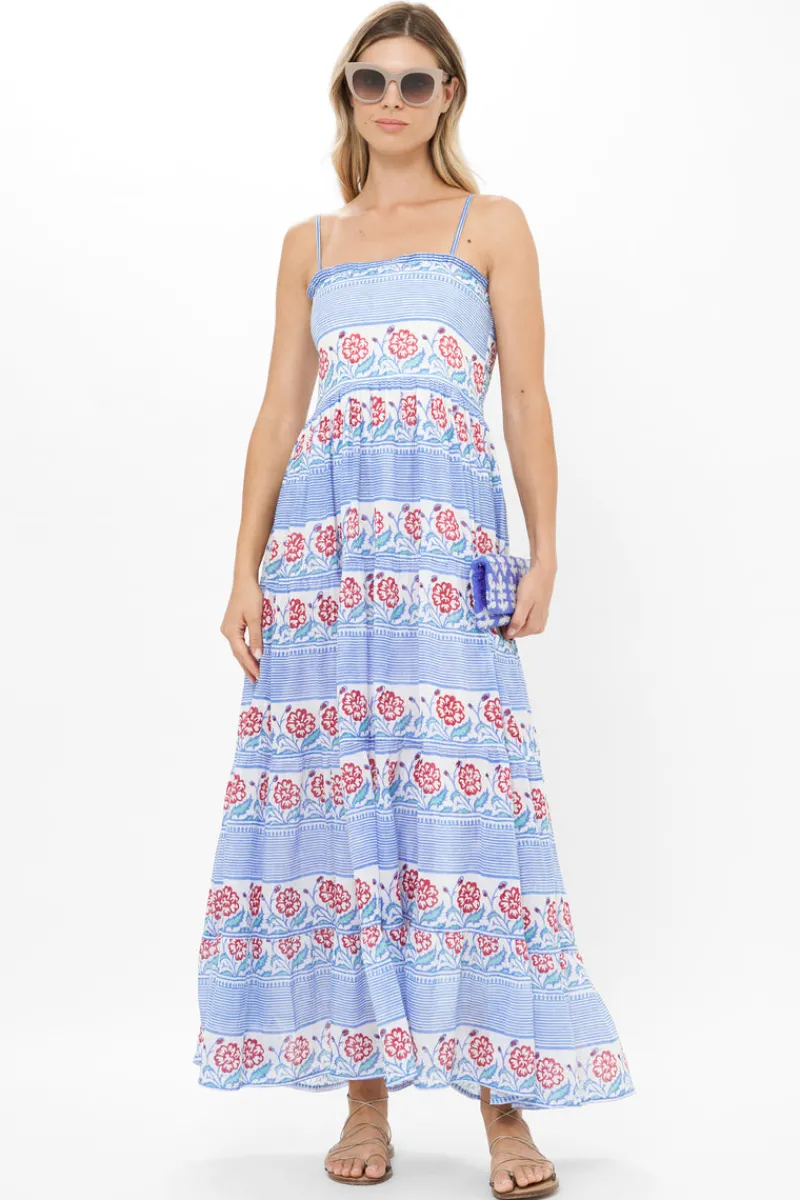Oliphant Smocked Back Maxi- Borrego Navy