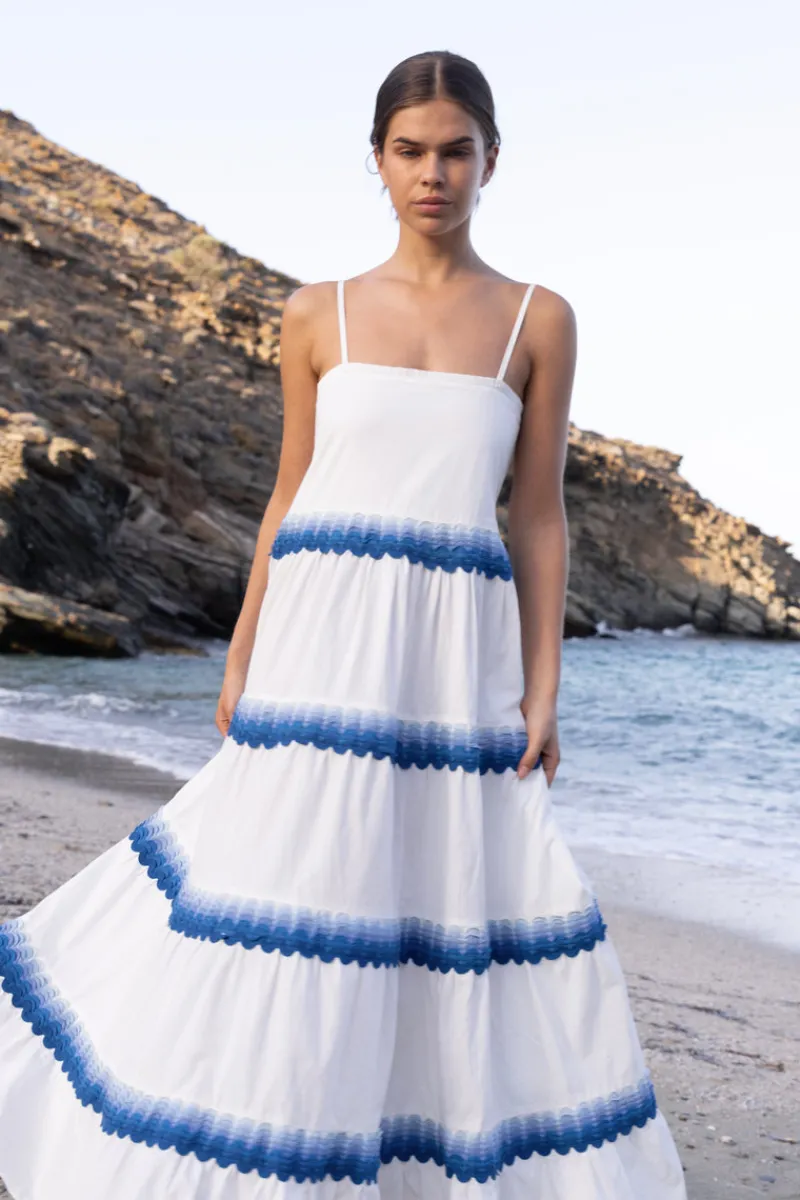 Oliphant Smocked Back Maxi- Pacifica Blue