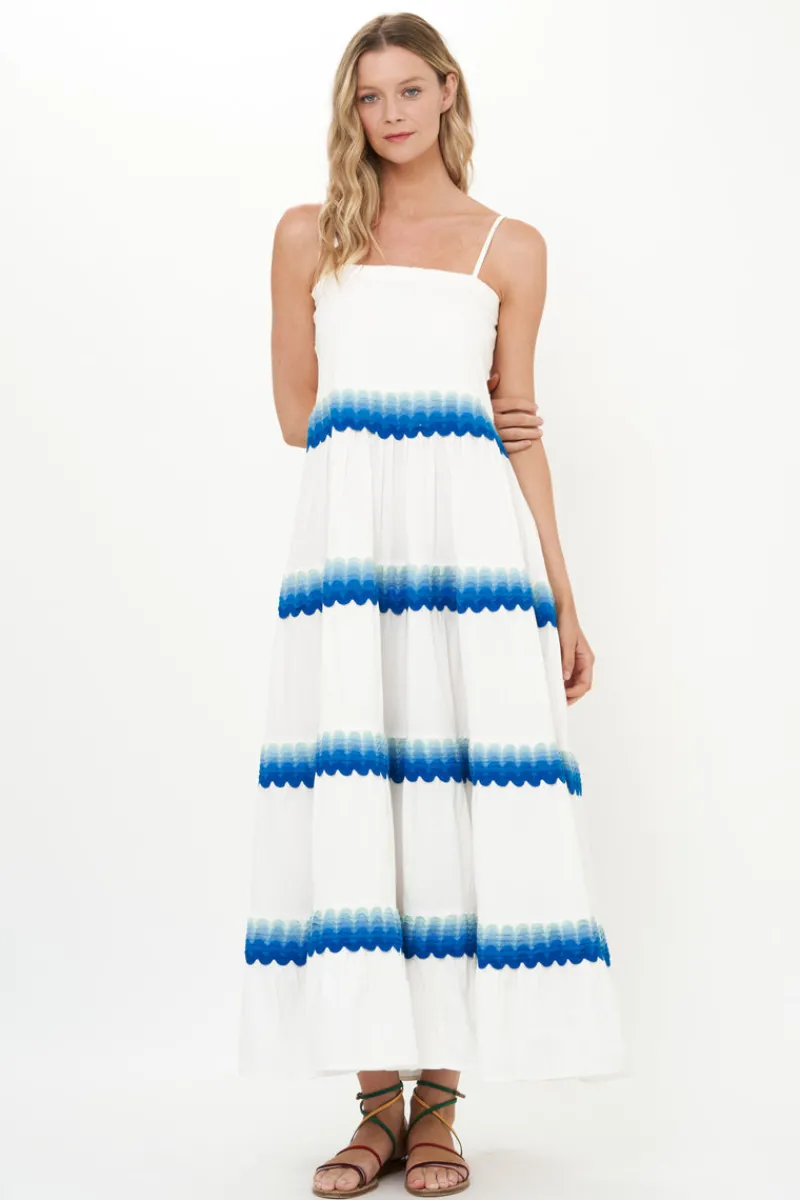 Oliphant Smocked Back Maxi- Pacifica Blue