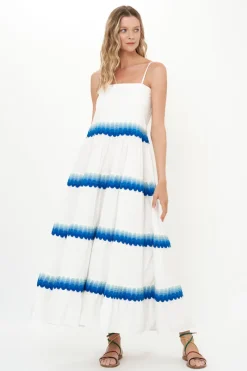Oliphant Smocked Back Maxi- Pacifica Blue