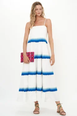 Oliphant Smocked Back Maxi- Pacifica Blue
