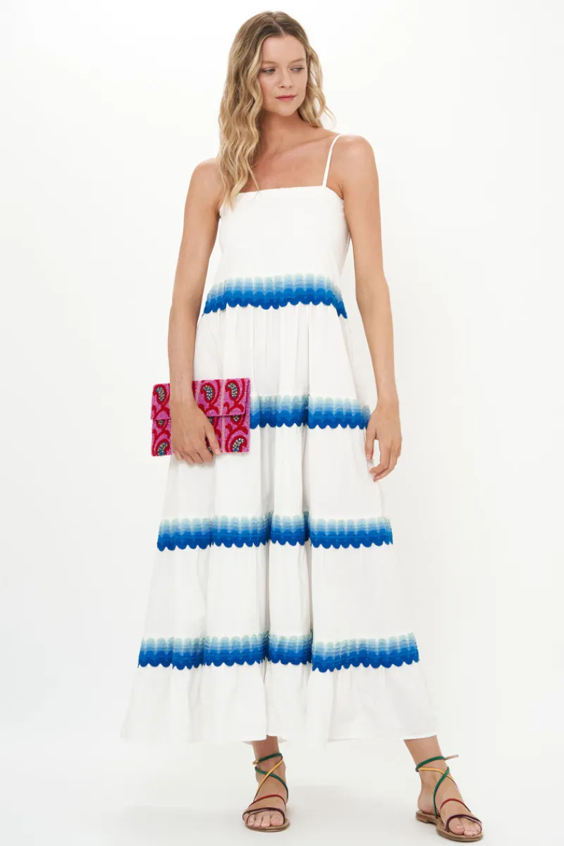 Oliphant Smocked Back Maxi- Pacifica Blue