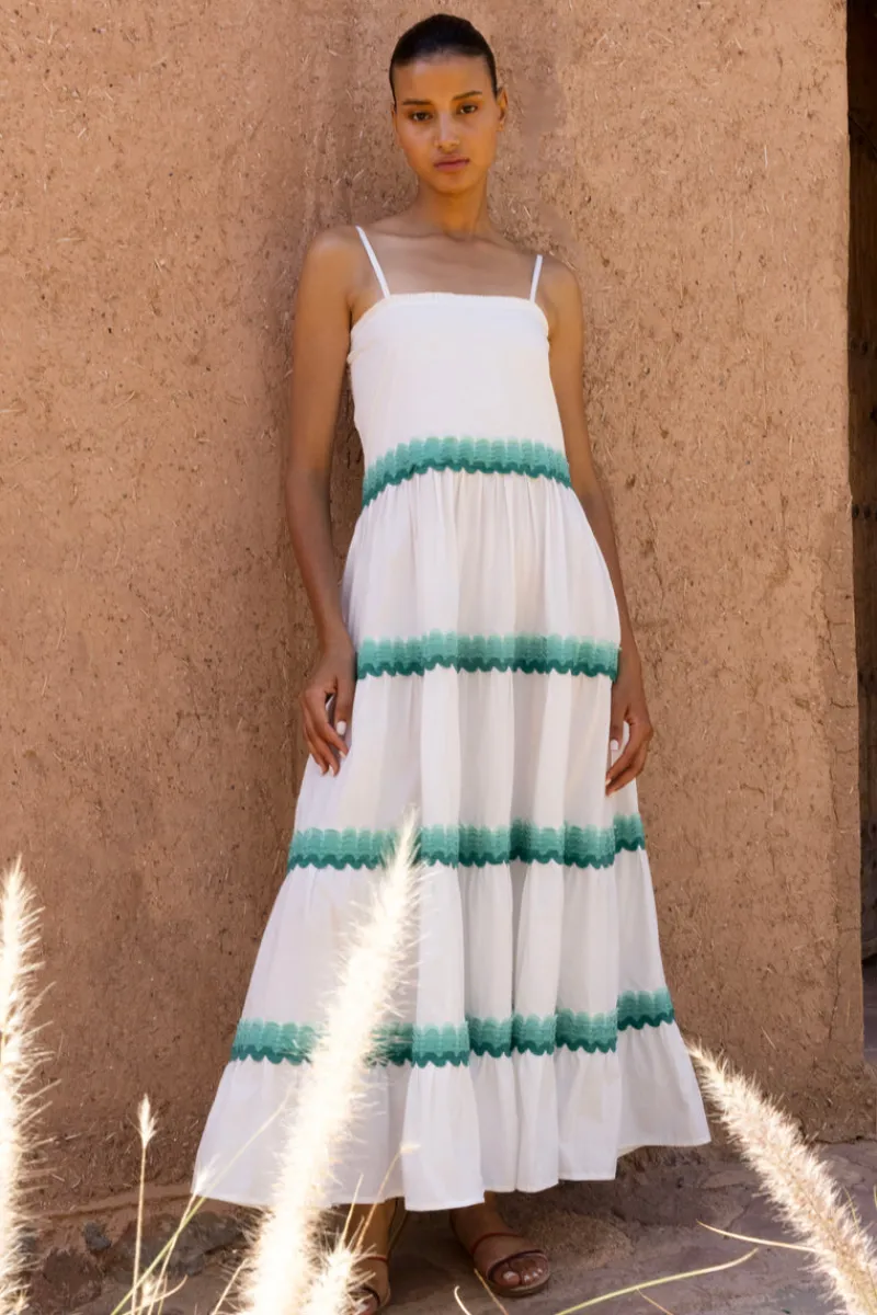 Oliphant Smocked Back Maxi- Pacifica Aqua