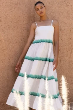 Oliphant Smocked Back Maxi- Pacifica Aqua